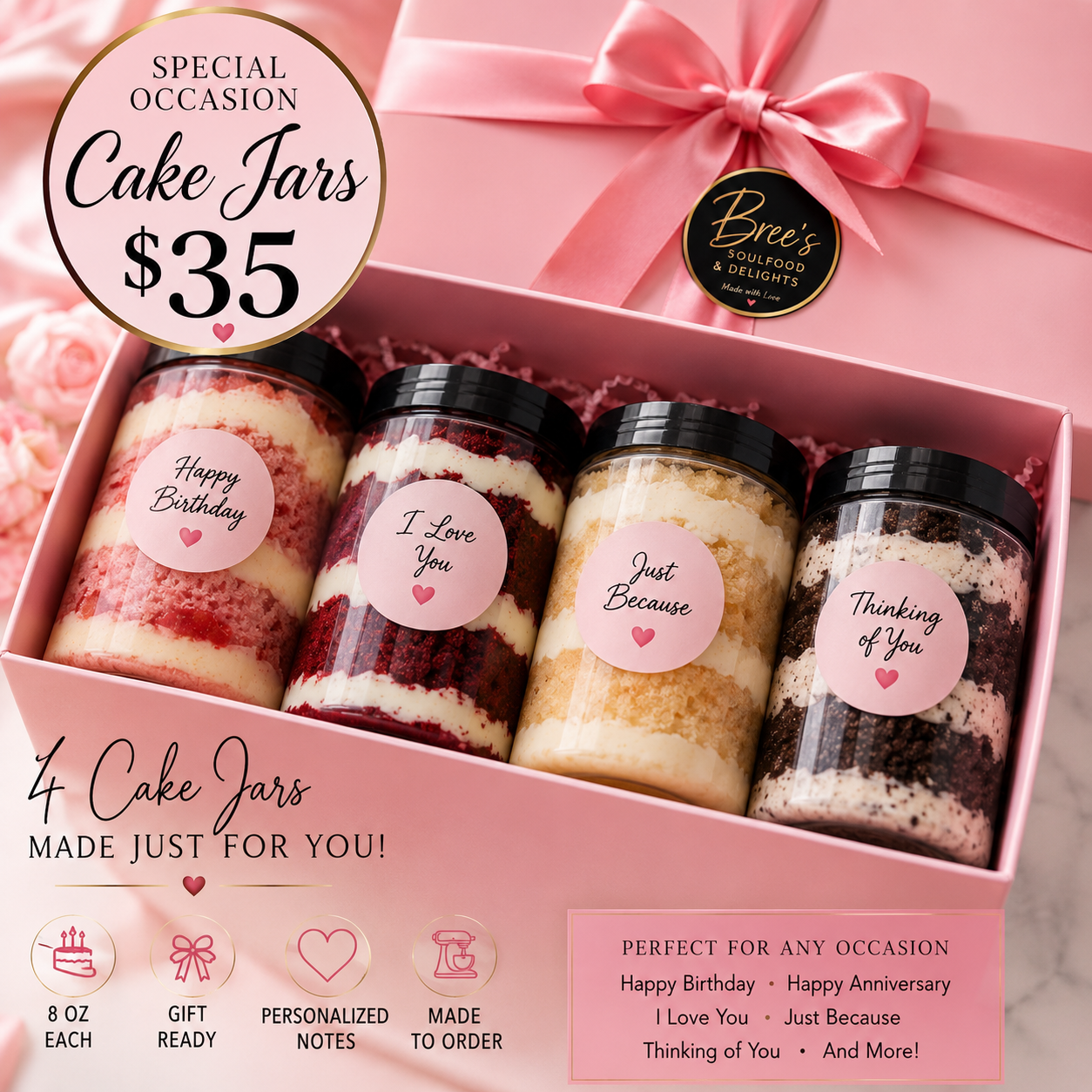 Special occasion cake jars