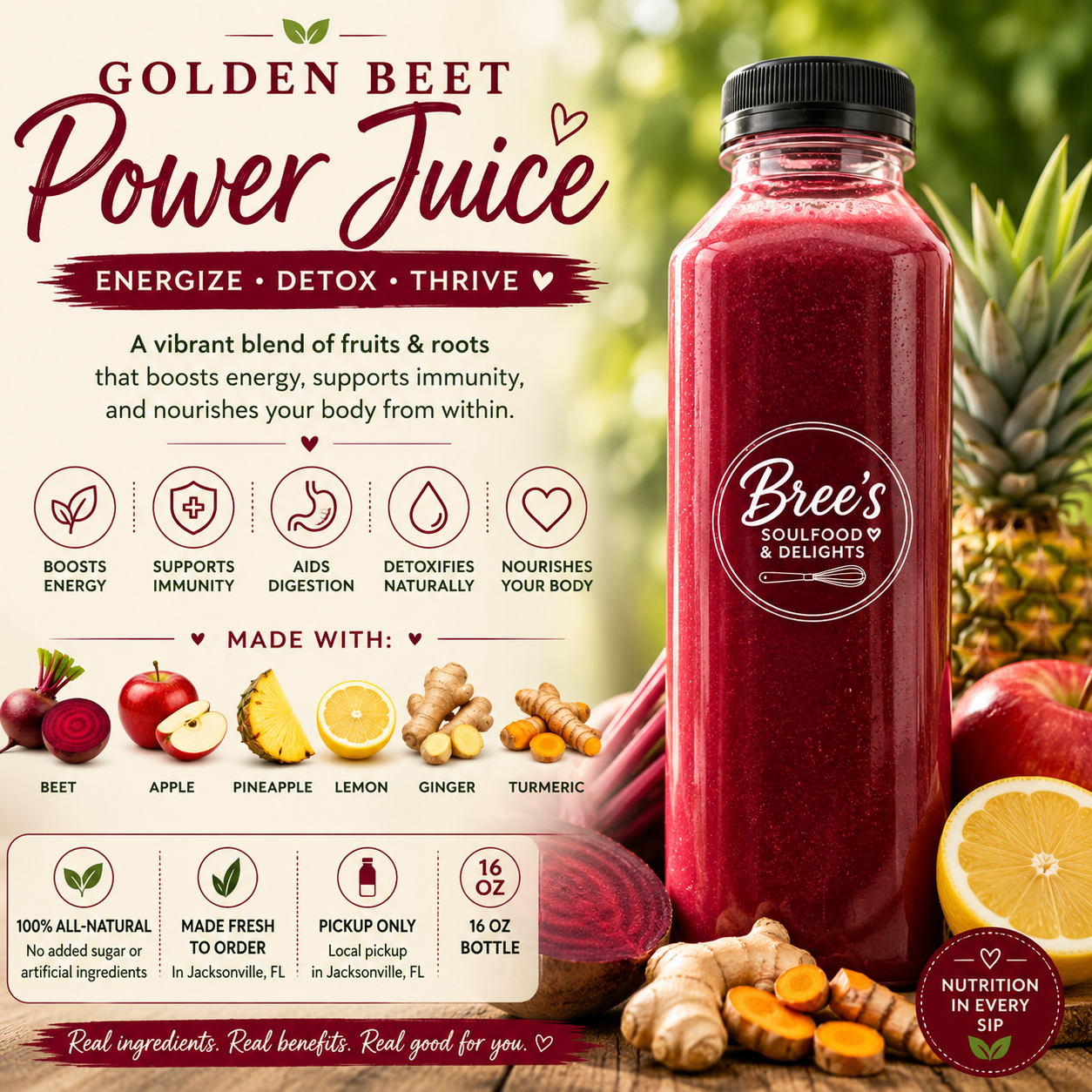 Golden Beet Power Juice (16 oz)