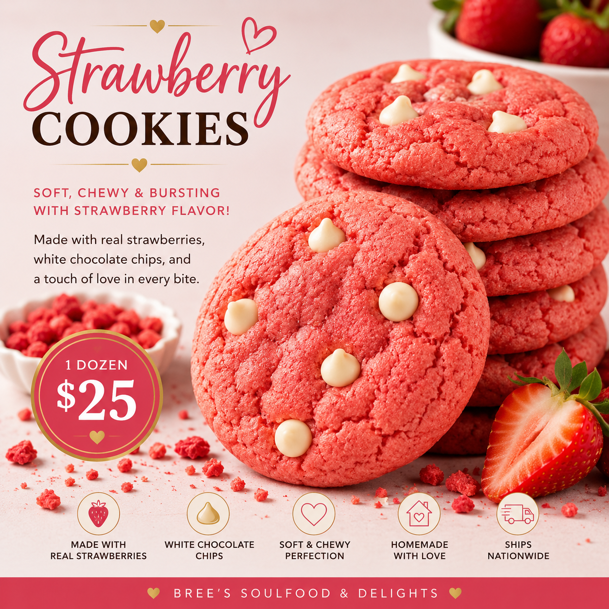 Strawberry White Chocolate Cookies